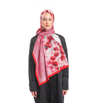 Çiçekli Desen Elegante Seri Şal Eşarp Askısı İle Birlikte 75x200 Vişne Narçiçeği
