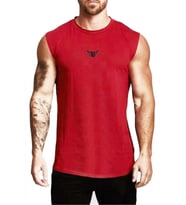 Erkek Nem Emici Hızlı Kuruma Atletik Teknik Performans Sporcu Sıfır Kol T-shirt MG-ATLET (Kırmızı)