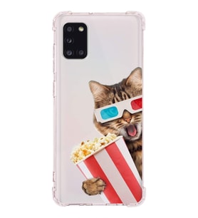 PrintiFy Samsung Galaxy A31 Uyumlu Kedi 1 Baskılı Şeffaf Köşe Korumalı Antişok Kılıf