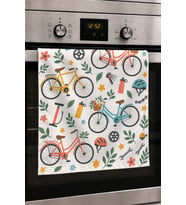 Valerine Life El Kurulama Havlusu 30x50cm Mutfak, Fırın için Pamuklu Emici Çiçekli Bisiklet