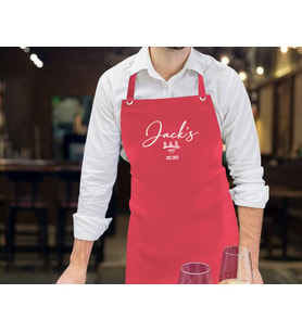 BK Gift Kişiye Özel İsimli Tarihli Bar Tasarımlı Profesyonel Kırmızı Mutfak Önlüğü, Aşçı Önlüğü, Şef Önlüğü, Arkadaşa Hediye-6