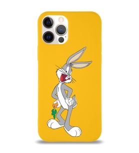 Apple iPhone 12 Pro  Lansman Kılıf Bugs Bunny Tasarımlı Altı Kapalı İçi Kadife Kaplı  Kapak (Şeffaf)
