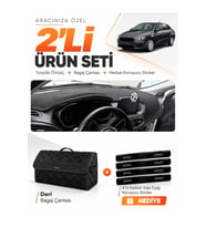 FİAT EGEA SEDAN (2019-2026) TABLETLİ Uyumlu Torpido Örtüsü + Deri Bagaj Çantası Seti - Siyah