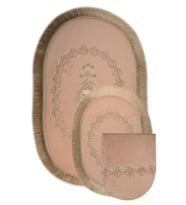 Exclusive Oval Pudra 3'lü Dantelli ve Saçaklı Banyo Paspas Çeyizlik Kaymaz