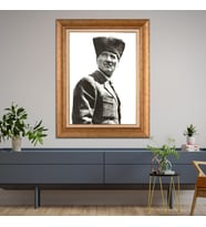 Altın Varaklı Çerçeveli Paspartulu Atatürk Tablo DC1517 (Gold)
