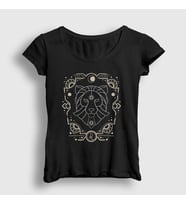 Presmono Kadın Siyah Leo Zodiac Hediye Aslan Burcu T-Shirt 527578tt
