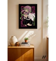 Demon Slayer Mitsuri Anime Poster, Siyah Çerçeveli Duvar Tablosu - Anime Severlere