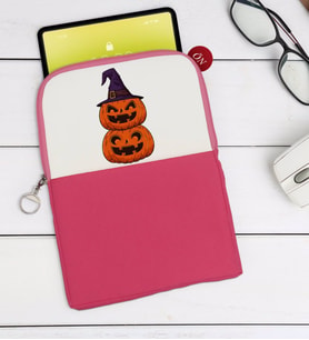 BK Gift Pumpkin Tasarımlı Taşınabilir Koruyucu Tablet Kılıfı & Organizer Çanta - Pembe-1
