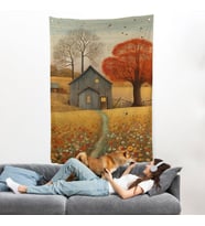 Çayırdaki Ahır Evi Duvar Örtüsü-7531