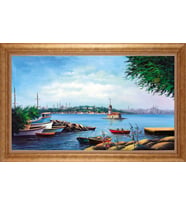 Çerçeveli Paspartulu Manzara Tablo bm0981 (Gold)