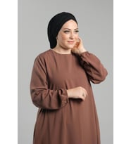 Siyah Pratik Hazır Geçmeli Tesettür Bone Sandy Büzgülü Salaş 2119_01