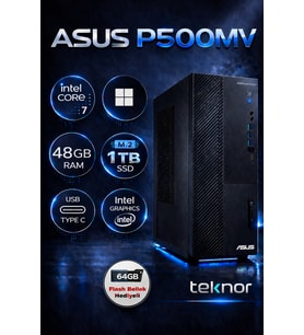 Asus Expertcenter P500MV Intel Core 7 240H 48 GB 1 TB SSD WIN 11 PRO Masaüstü Bilgisayar & Teknor USB Bellek