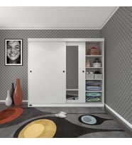 Kenzlife gardırop sürgülü kapaklı kapılı 200 papatya byz aynalı gardolap dolap (Karışık)
