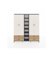 Arges Dolap 12 Raflı 4 Çekmeceli 2 Askılı 220x30x243 Antrasit-Aytaşı/Çam