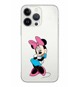 Apple iPhone 13 Pro Uyumlu Kamera Korumalı Tıpalı Kapak Minnie Mouse TasarımlıŞeffaf Kılıf