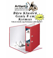 Büro Klasörü Kırmızı Geniş 2 Adet Plastik Geniş Kırmızı Klasör Halkalı Paslanmaz Çelik Klipsli 2 Adet