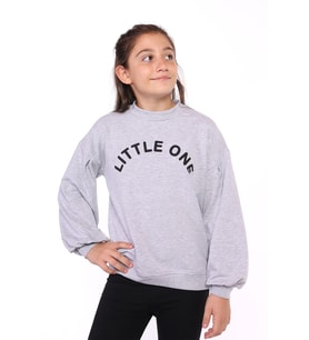 Toontoy Kız Çocuk Lıttle One Baskılı Sweatshirt ( Gri-Melanj)