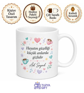 Kişiye Özel Kupa Bardak Hediyelik Karışık Tasarım İsimli Baskılı Hediye
