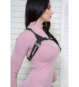 Mulvxbrf Brf02 T-Shirt Bluz Elbise Üzeri Yaka Crop Kemer Deri Harness - Brf1271 (Mulvix)