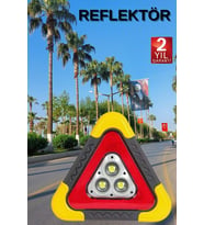 Reflektör Güneş Panelli Solarlı Şarjlı Üçgen Işıklı Trafik Reflektör Fener