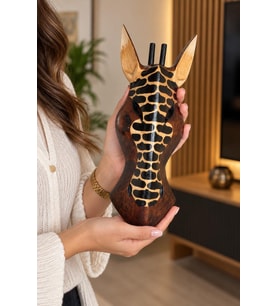 Ahşap Maske 31 cm Zürafa Dekoratif Etnik Duvar Süsü