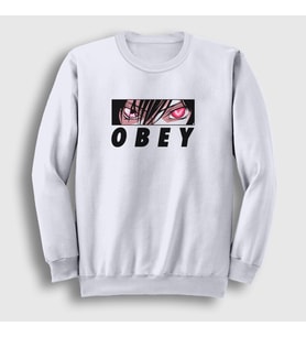 Presmono Unisex Beyaz Obey Lelouch Anime Code Geass Sweatshirt 512841tt