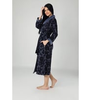 İpliği Boyalı Bambu Cotton Bayan Sabahlık (Füme)