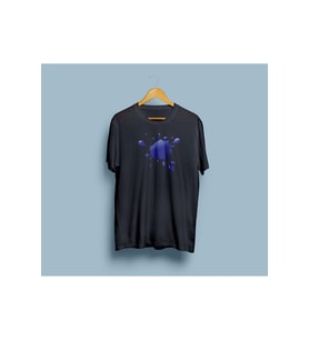 Oversize Boya Sıçraması Baskılı Unisex T-shirt (Siyah)