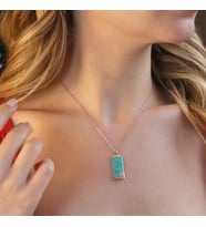 Turkuaz Mine İşli Rose Gold Kaplama Night Gümüş Kolye