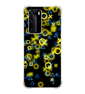 PrintiFy Huawei P40 Pro Uyumlu Köşe Korumalı Semboller Tasarımlı Şeffaf Silikon Kılıf