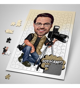 Kişiye Özel Hediye Fotoğrafçı Karikatürlü Puzzle