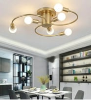 Modern Spiral Kollu Aydınlatma Tavan Lambası 6 Başlıklı Plafonyer 3224-W84-3C-WZ (Eskitme Altın)