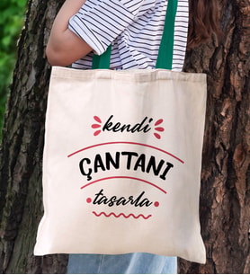 BK Gift Kişiye Özel Kendin Tasarla Yeşil Renkli Kulp  ve İç Cepli Kanvas Bez Çanta 35x40cm, Baskılı Omuz Çantası, Alışveriş Çantası, Plaj Çantası