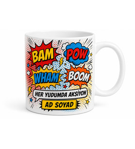Çizgi Roman Baloncuğu Bam Pow Ses Efektleri Görsel Şölen Kupa Bardak Hediye