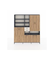 Arges Dolap 17 Raflı 2 Çekmeceli 7 Kapaklı 220x30x243 Antrasit-Çam/Aytaşı