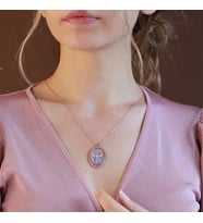 Mikail Kılıcı Eflatun Mine İşli Rose Gold Kaplama Gümüş Kolye