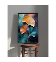 Tablo Ahşap Çerçeveli Tablo Çerçeveli Poster Gingko Biloba Yaprağı , Çiçek Temalı Tablo (Karışık)
