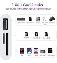 3252 Usb Type C To Sd Microsd Tf Kart Okuyucu Usb 3in1 Çevirici Dönüştürücü Adaptör