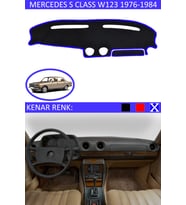 Mercedes S Class W 123 1976-1984 İçin Uygun Torpido Koruma Halısı Siyah Kenar Renk Mavi