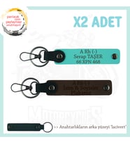 Motor Severlere, İsim Plaka ve A Rh (-) Kan Grubu Yazılı x2 Anahtarlık, Anı, K Kahve-Turkuaz-Laci