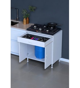 Eliusta Asya Beyaz Set Ocak Altı 70 cm Tüp Hazneli Mutfak Dolabı 708856 cm Baharat Raflı Dolap