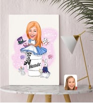 BK Gift Kişiye Özel Karikatürlü Harikalar Diyarı Kanvas Tablo (30x50cm.)