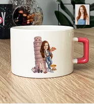 Kişiye Özel Karikatürlü Pisa Kulesi Lüks Fincan Doğum Günü Hediyesi