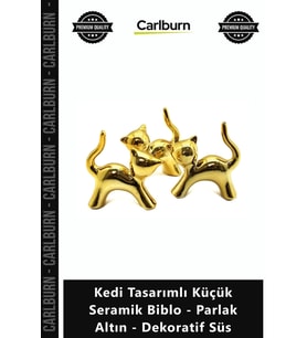 Özel Üretim Modern Gold Ev Ofis Kedi Tasarımlı Küçük Seramik Biblo Parlak Altın Dekoratif Süs