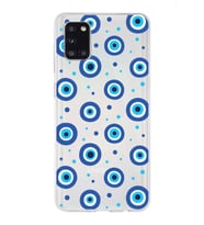 PrintiFy Samsung Galaxy A31 ile Uyumlu 1mm Slim Fit Nazar Boncuğu 1 Baskılı Şeffaf  Kılıf