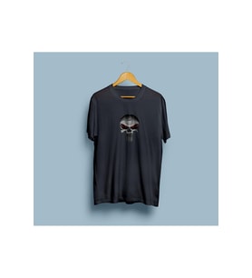 Oversize Punisher Baskılı Tasarım Unisex T-shirt (Siyah)