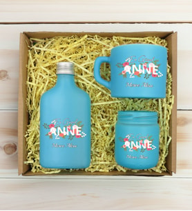 BK Gift Kişiye Özel İsimli DTF Anne Temalı Turkuaz Kahve Fincanı & Kolonya & Mum Hediye Seti-1, Anneye Hediye, Anneler Günü Hediyesi
