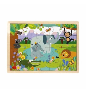 S01002909 WOODEN PUZZLE VEHICLES ANMALS 5 PCS 2 AST