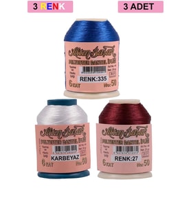 3 Adet Altınbaşak Oya ve Dantel İpi 20 gr - Royaleks - No: K.BEYAZ - 027 - 335
