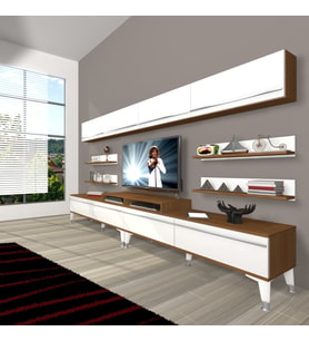 Decoraktiv Ekoflex 360Y Mdf Silver Tv Ünitesi Tv Sehpası - Ceviz Beyaz (Beyaz - Kahverengi)
